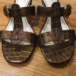 **Anne Klein Halen iflex 2.75” heel bronze sandal